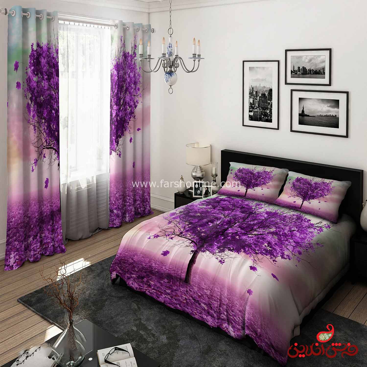 روتختی طرح درخت بنفش طرح قلب کد 15295