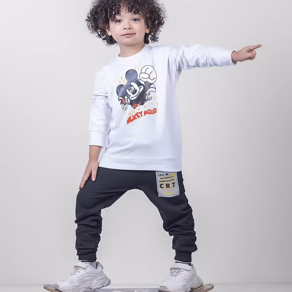  بلوز پسرانه اسپرت دخترانه بچه گانه جنس دورس لاکرادار سایز 35و40و 45و50جلو و پشت طرح چاپ ارسال پیشتاز 