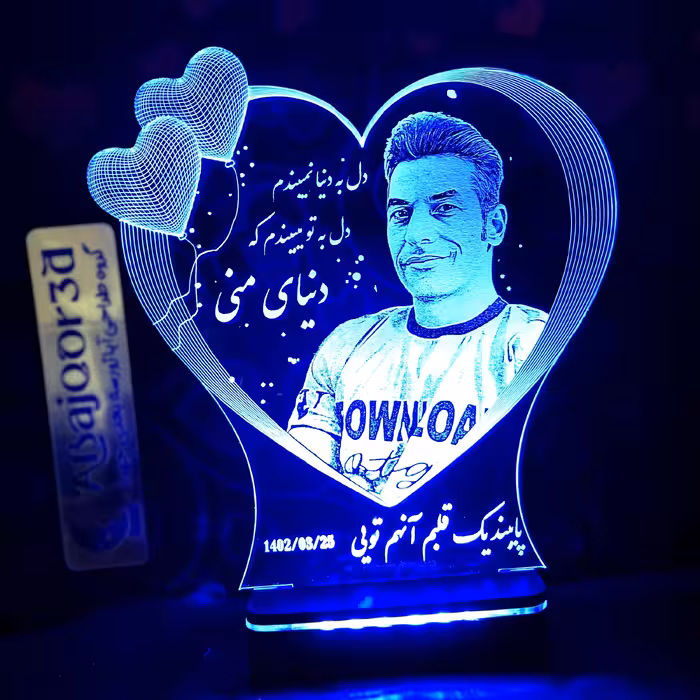 آباژور سه بعدی چهره طرح قلبی کد a32  با ریموت کنترل 16 رنگ 