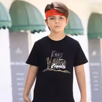 تیشرت پنبه پسرانه و دخترانه در طرح های مختلف مشکی محرمی