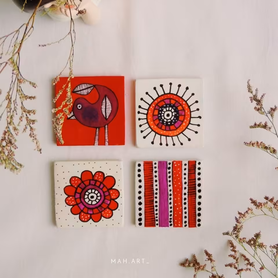 ست چهار عددی مگنت مربعی طرح یک