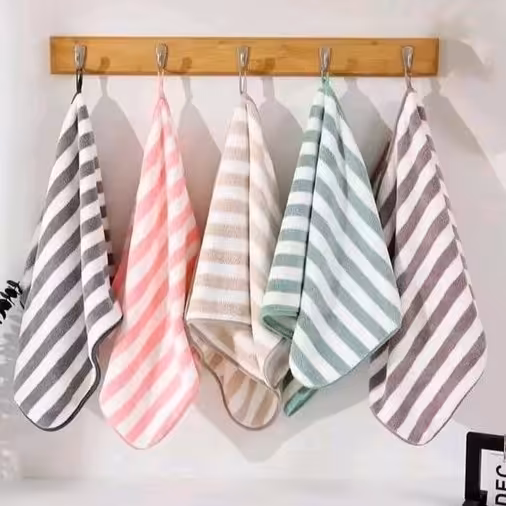 حوله پولیشی دست و صورت طرح راه راه سایز  35 × 70