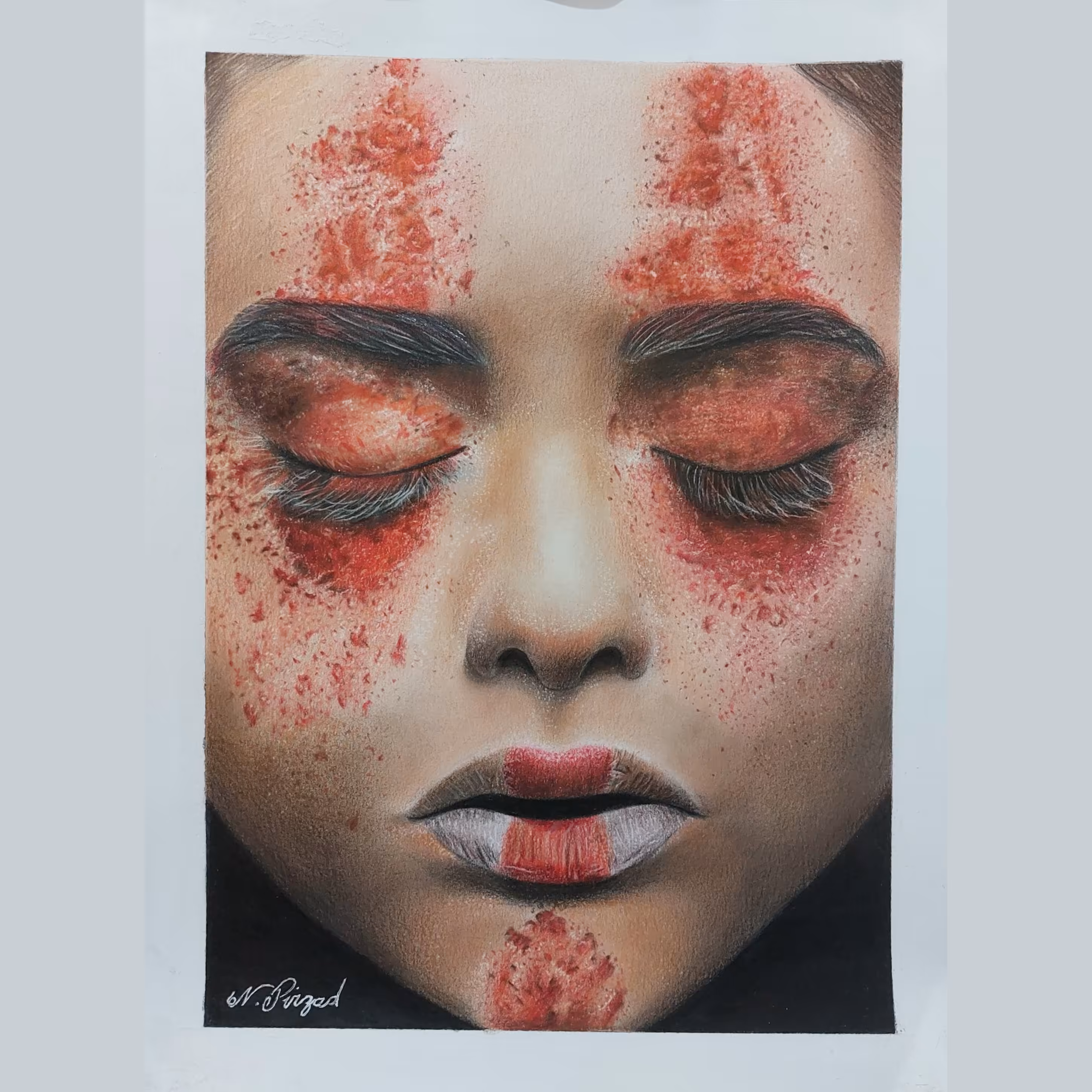 سفارش نقاشی چهره با مدادرنگی سایز A4