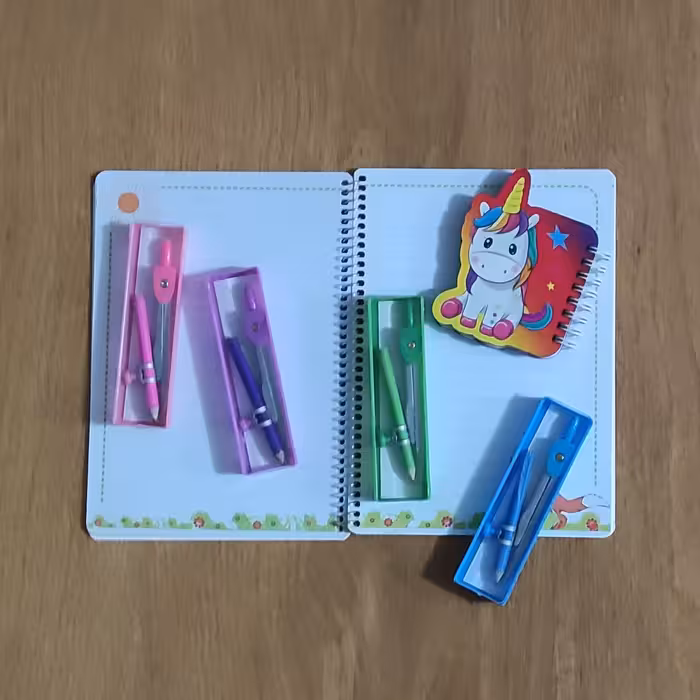 پرگار  فلزی ست دو تکه خط کش و پرگار