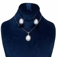 نیمست نقره با روکش طلا سفید و نگین اوپال سنتتیک کد 10