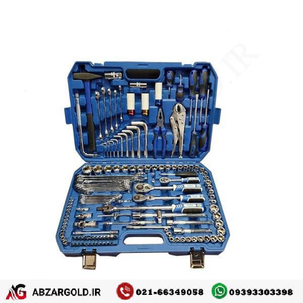 مجموعه جعبه ابزار و بکس 146 عددی آبی باس مدل Bs-146