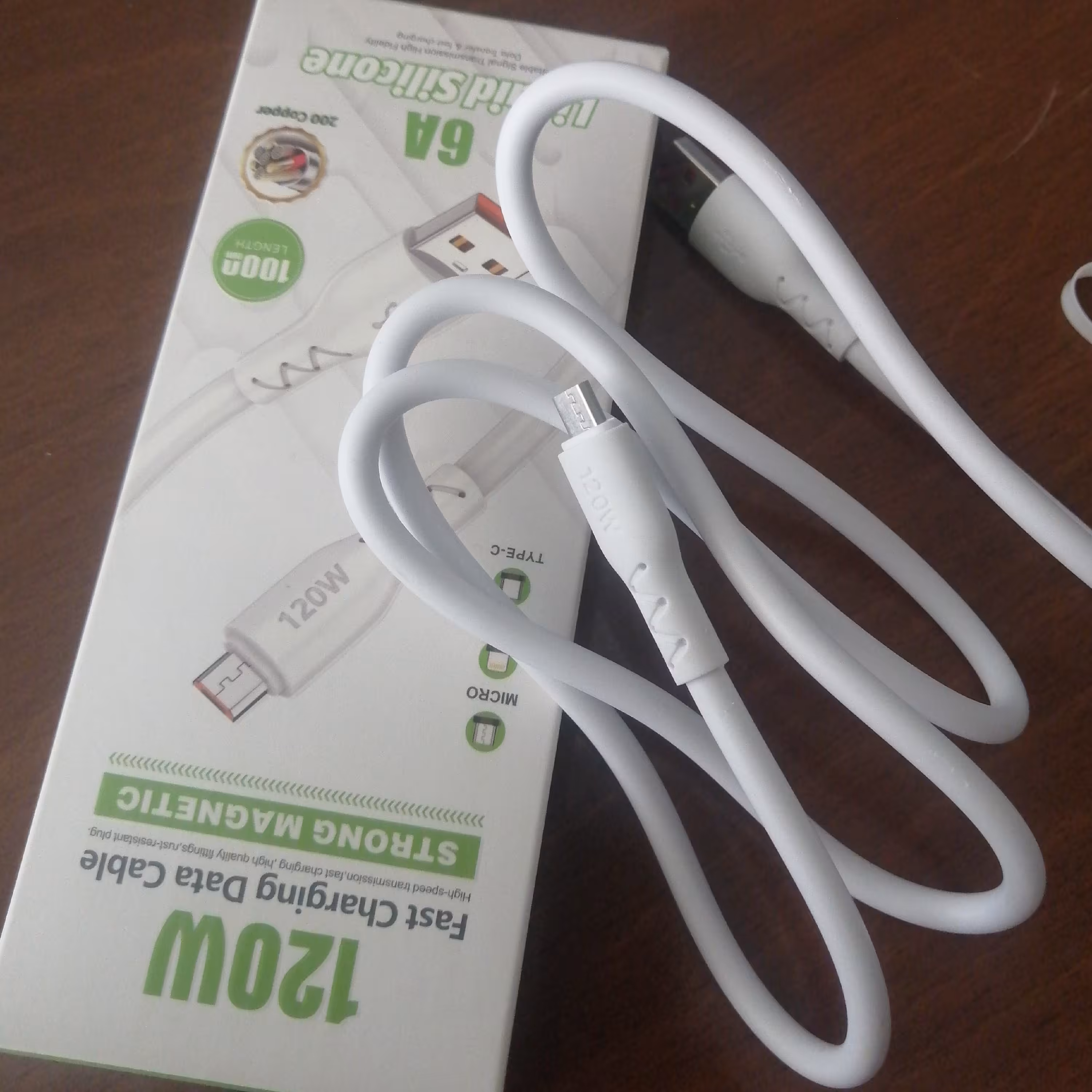 کابل شارژ میکرو 120 وات بسیار با کیفیت  صدر درصد فست شارژ مناسب برا لبتاب و... 