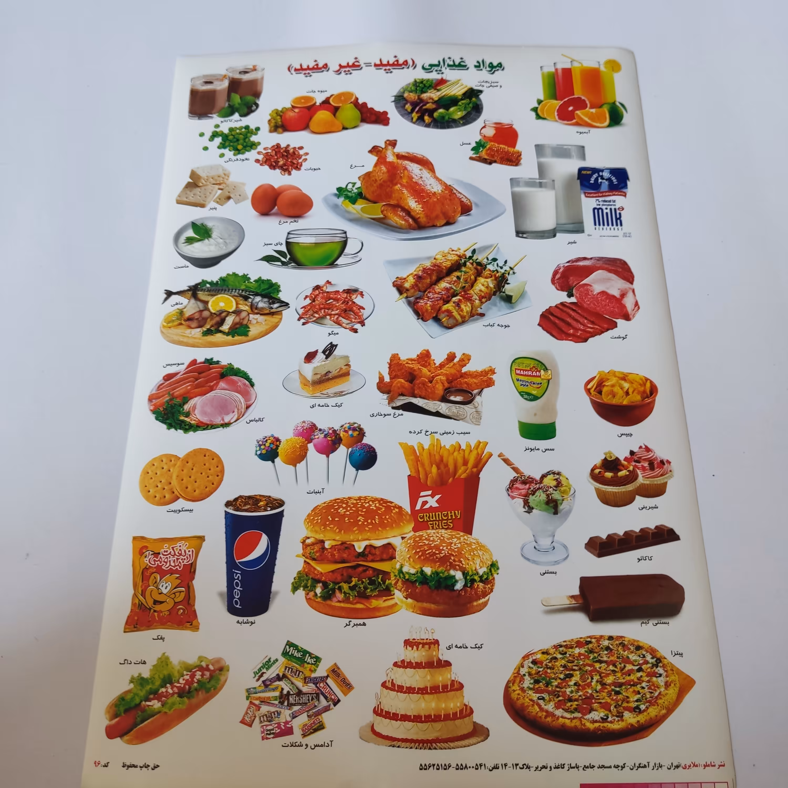 استیکر آموزشی غذاهای مفید و غیر مفید به زبان فارسی 35 تکه