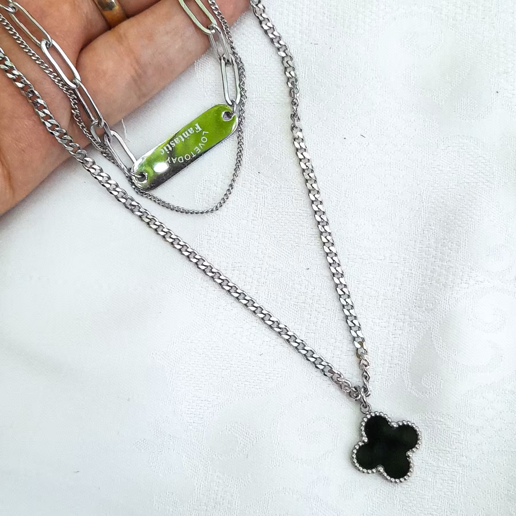 گردنبند استیل سه ردیفه