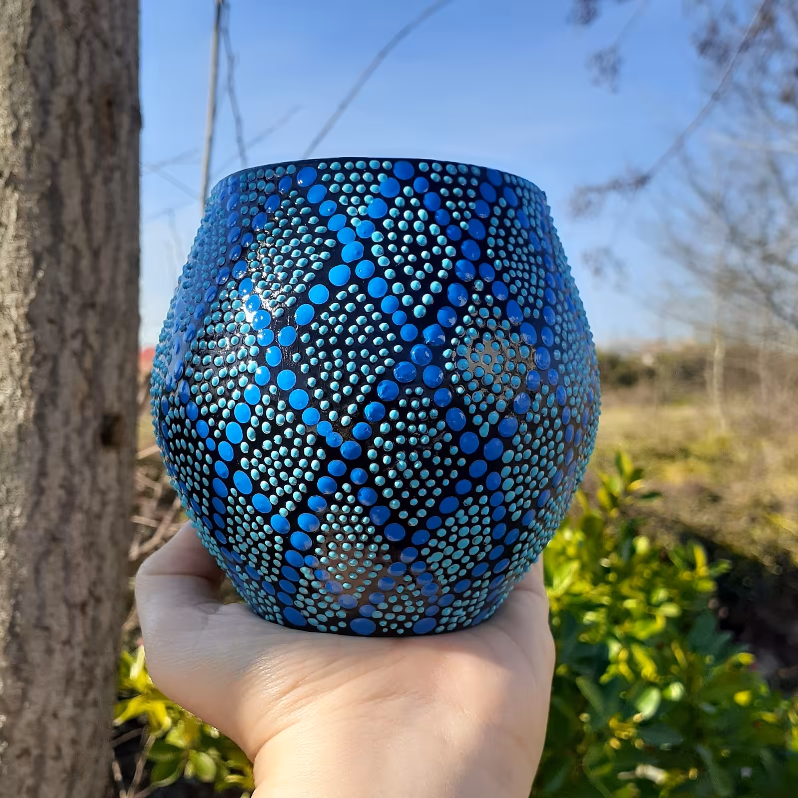 گلدان سفالی دکوری، نقطه کوبی، ضد آب