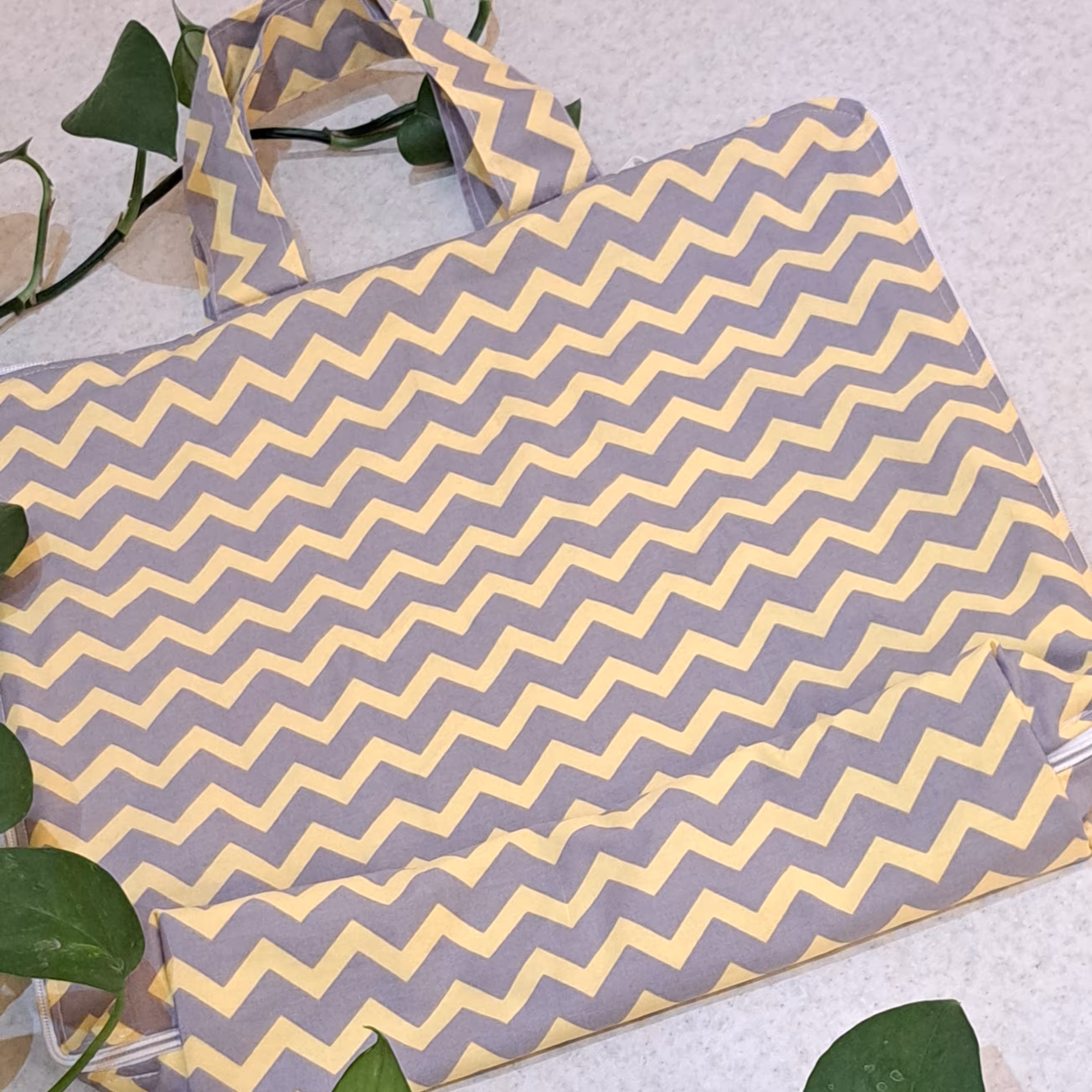 کیسه دسته دار خرید نان با پارچه کتان نخ ترک با آستری چلوار