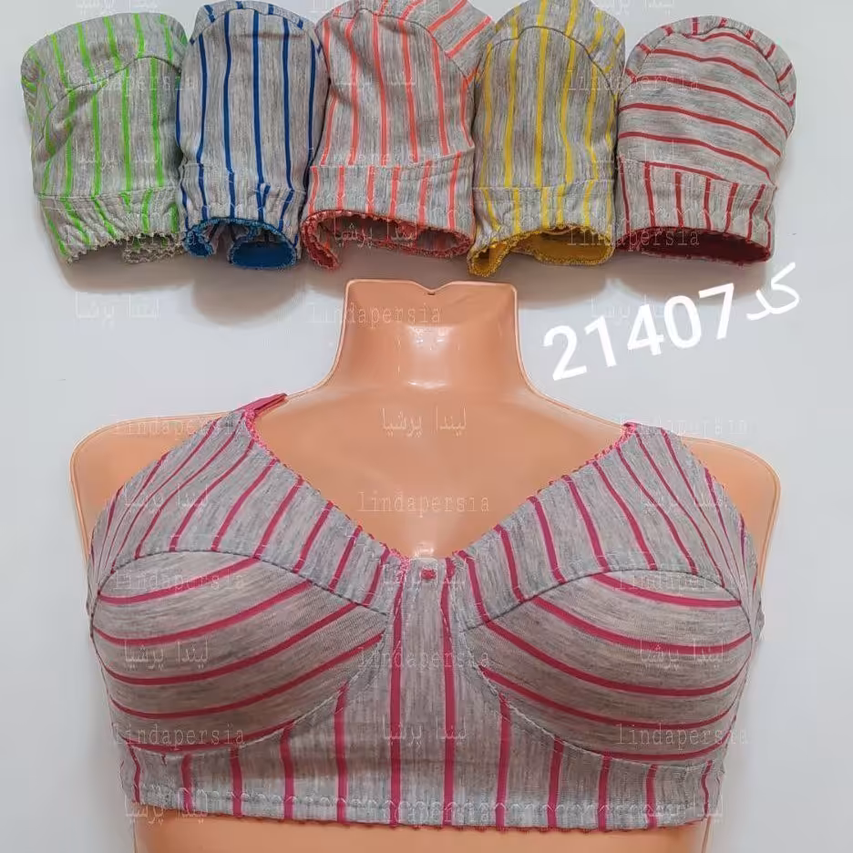 سوتین زنانه ملانژ راه راه باریک سایز متوسط 