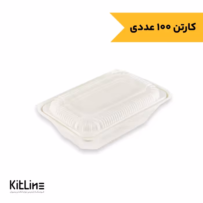 ظرف یکبار مصرف گیاهی درب دار آملون 14×22 سانتیمتری (کارتن 100 عددی)