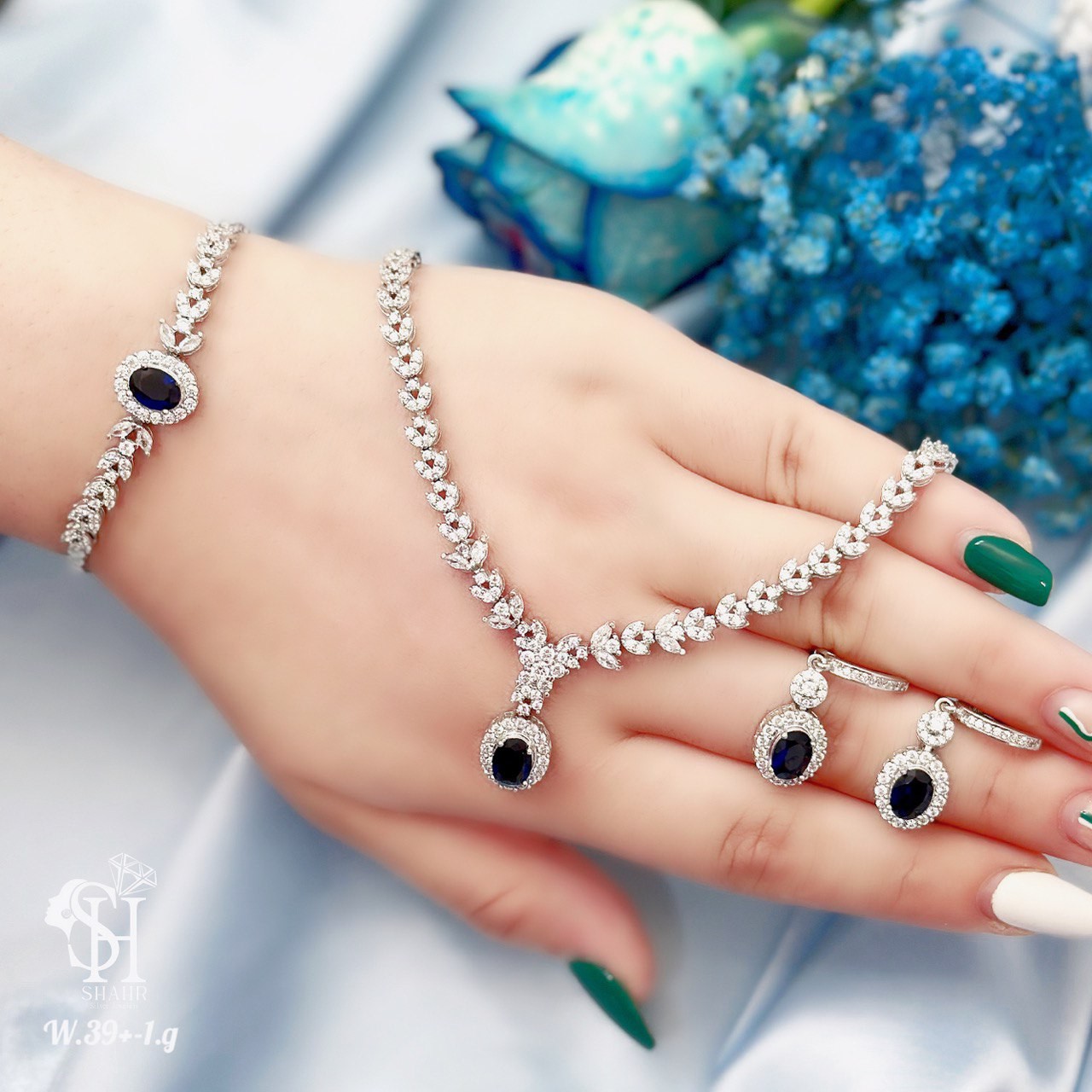 سرویس نقره جواهری نگیندار