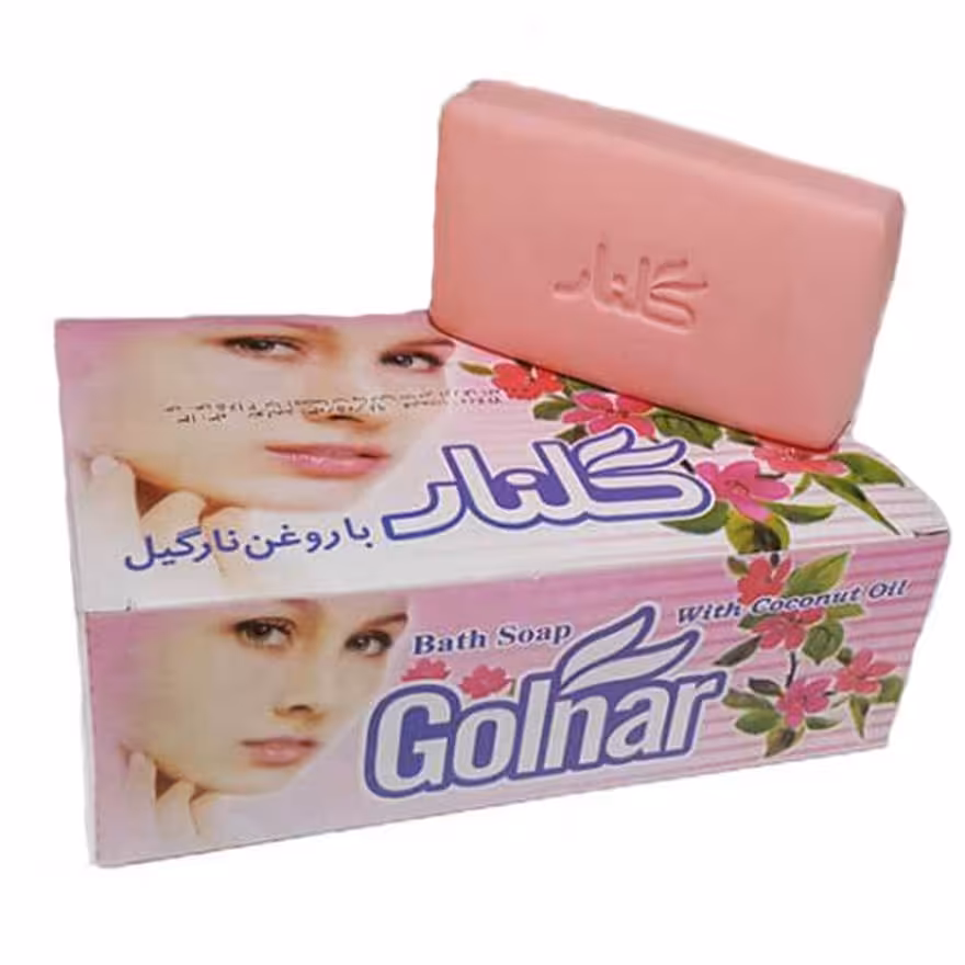 صابون  حمام و دستشویی گلنار  صورتی حاوی روغن نارگیل  وزن 130 گرم بسته 6 عددی