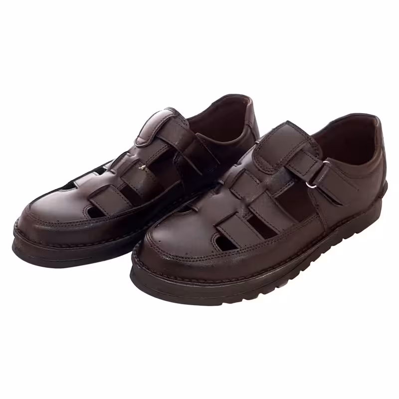 کفش  مردانه چرم صنعتی کد 6703ST قهوه ای