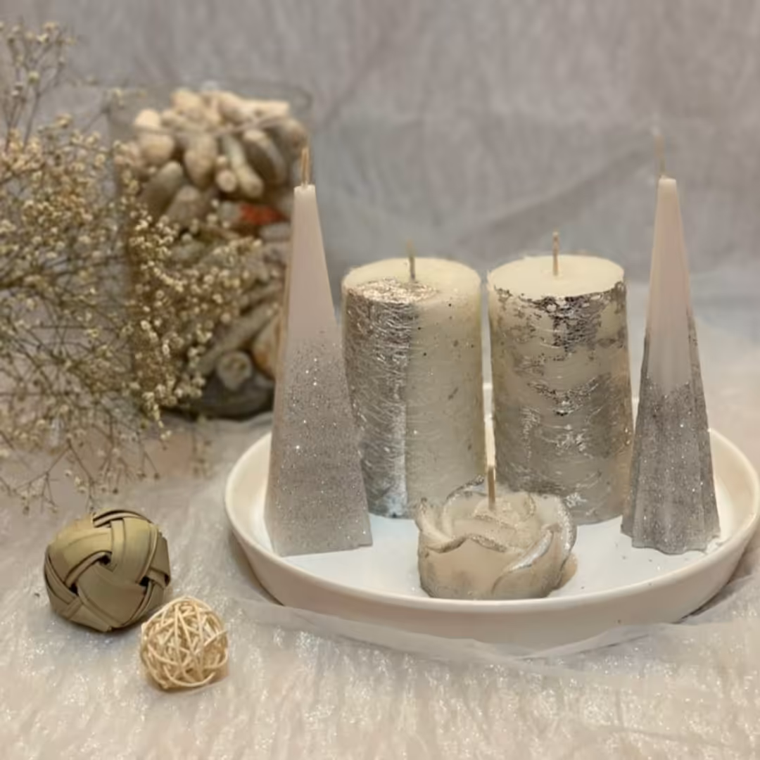 شمع نقره ای 5 عددی 