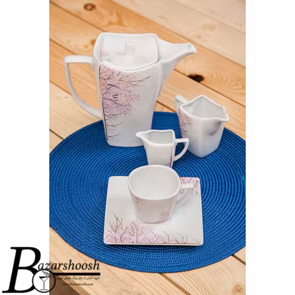 سرویس چینی غذاخوری 133پارچه تقدیس طرح برفین صورتی 18نفره فلت