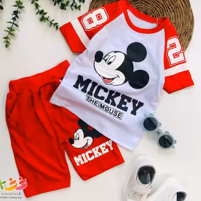 تیشرت شلوارک بچه گانه میکی موس تیشرت شلوارک پسرانه عروسکی تیشرت شلوارک ارسال رایگان 