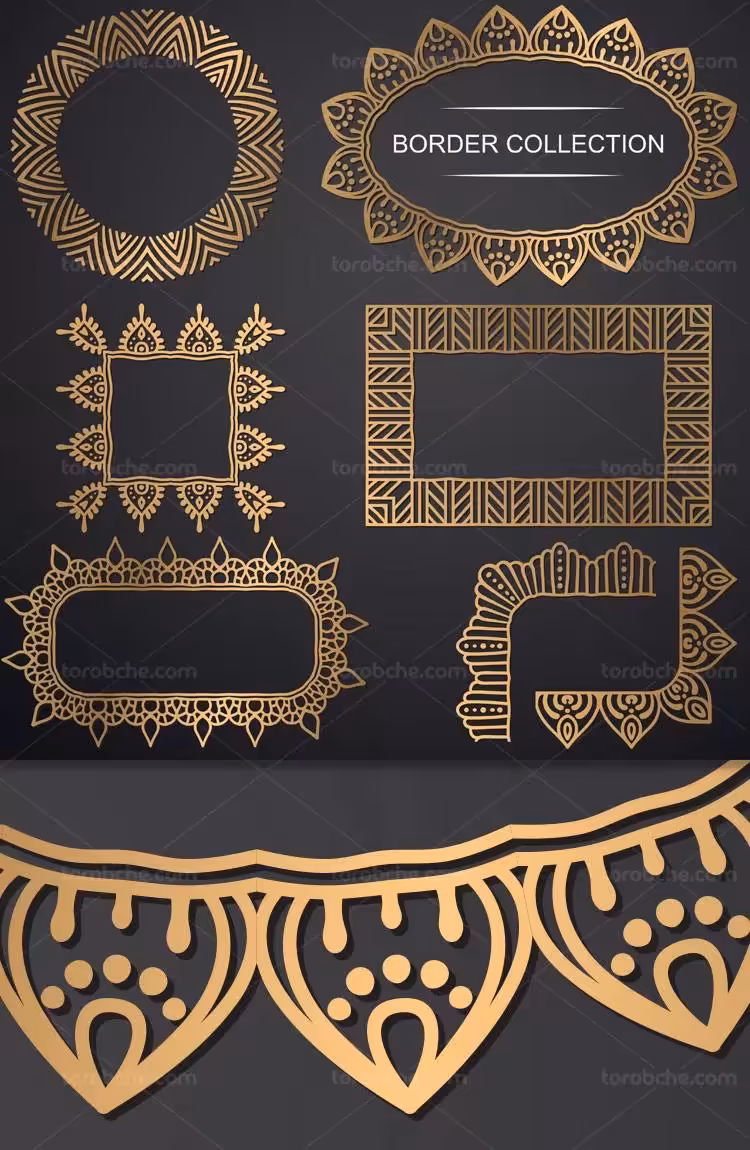 وکتور کادر و حاشیه های طلایی | گرافیک با طعم تربچه