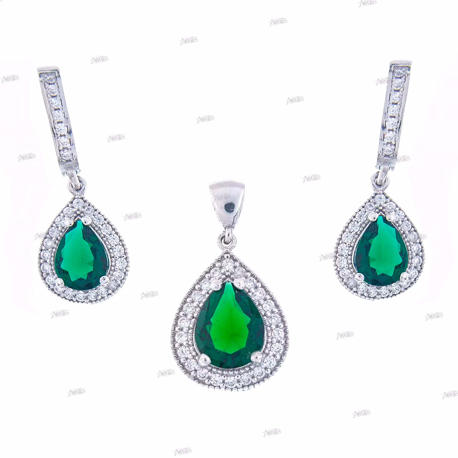  نیم ست نقره زنانه مدل زمرد AMT-N165 