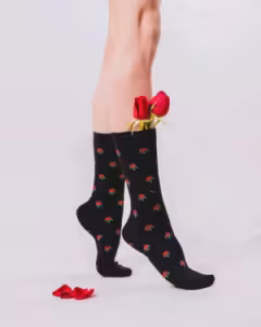 جوراب گل رز ساقدار نخ پنبه فری سایز