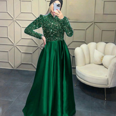 پیراهن مهمانی زنانه ساتن مدل ساقدوش 3894