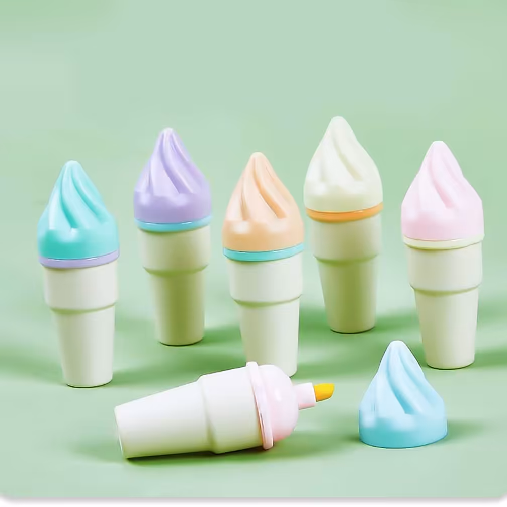 ماژیک علامت گذار مدل بستنی قیفی بسته 6 عددی