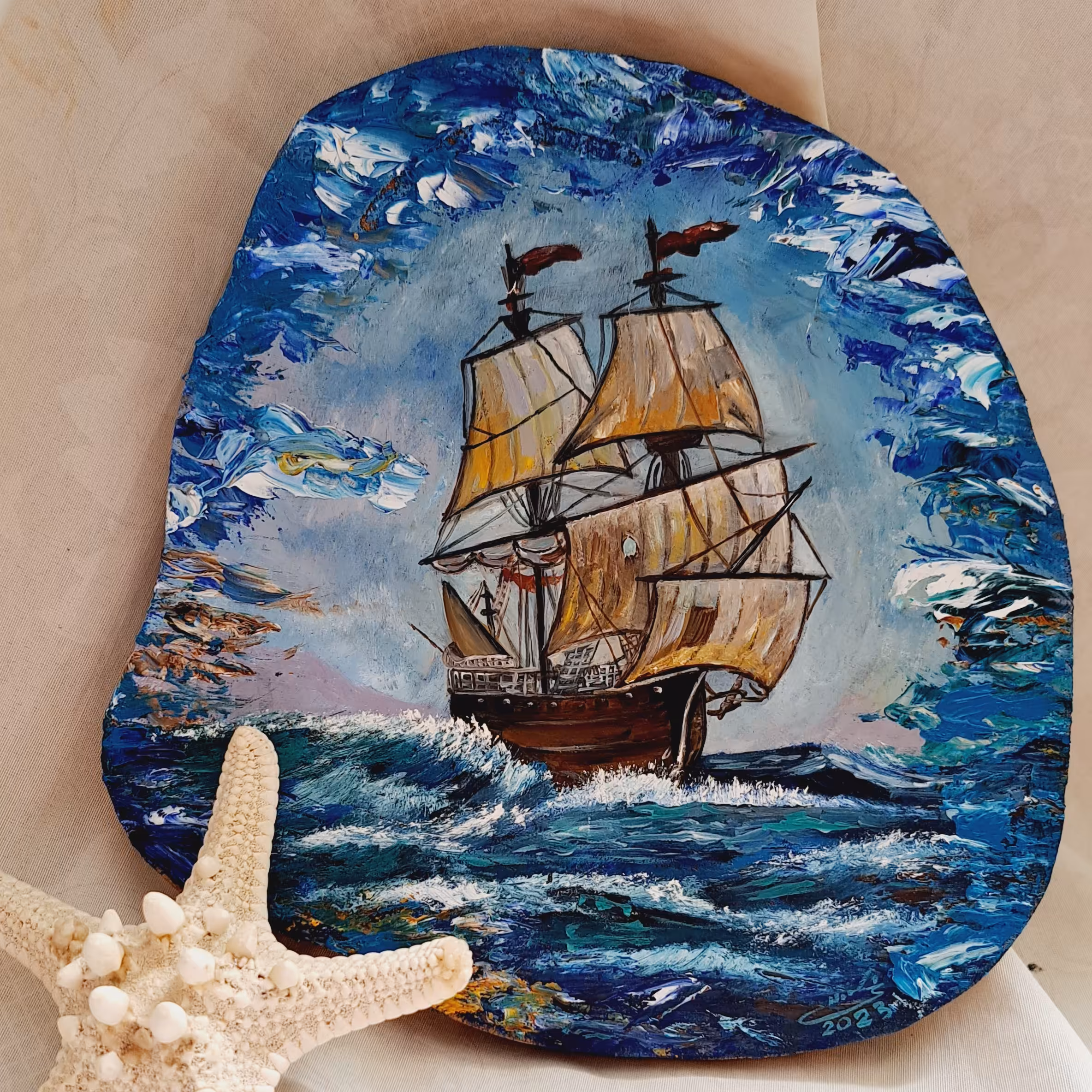 نقاشی رنگ روغن روی چوب