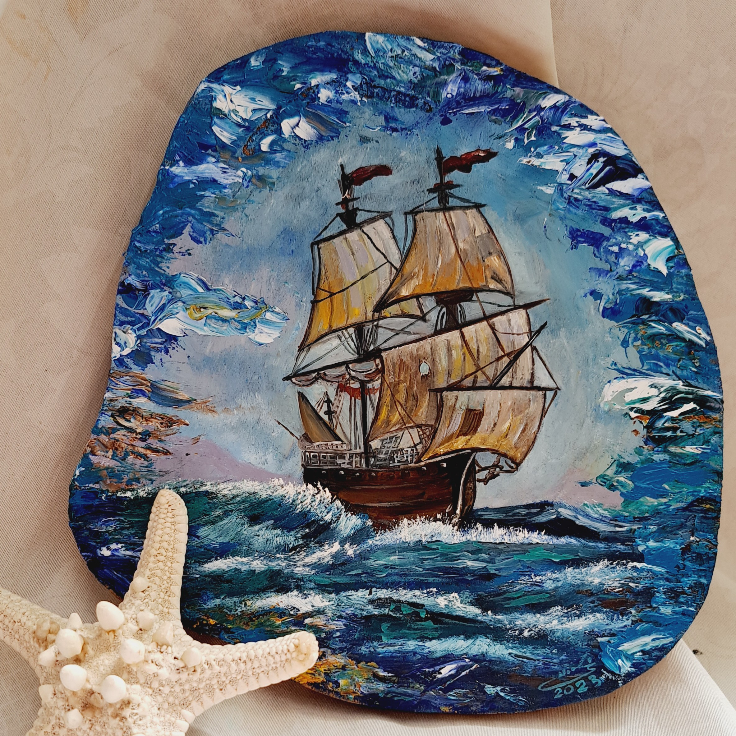 نقاشی رنگ روغن روی چوب