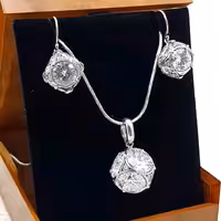 نیم ست نقره تایلندی جواهر سواروسکی 