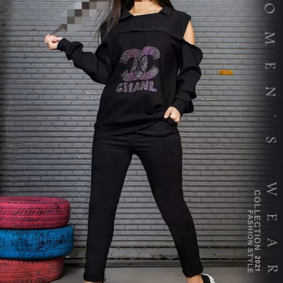 شومیز شلوار سرشانه خالی