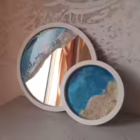  آینه و تابلو ست طرح دریا ( قطر اینه 40  و قطر تابلو25 ) 