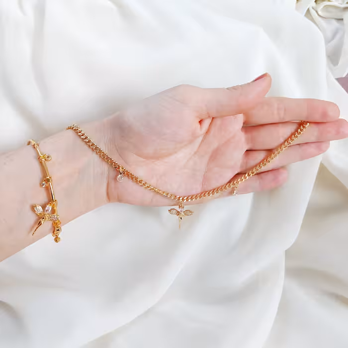 دستبند و پابند طرح فرشته برند ysx  کیفیت عالی و رنگ ثابت 