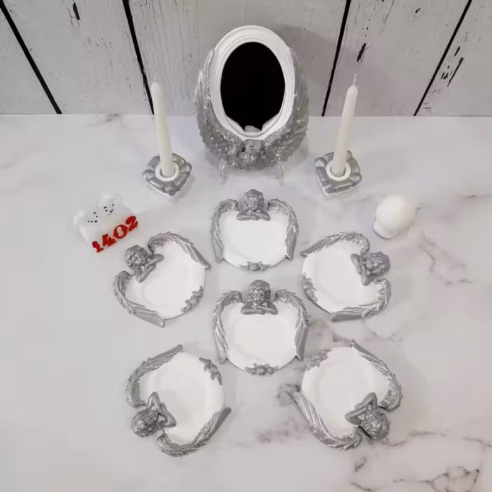 هفت سین(پک5تایی)طرح فرشته14تیکه(عمده فروشی145ت) کاملترین هفت سین در 5رنگ