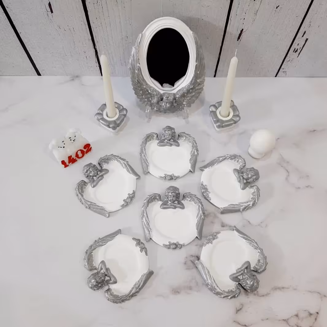 هفت سین(پک5تایی)طرح فرشته14تیکه(عمده فروشی145ت) کاملترین هفت سین در 5رنگ