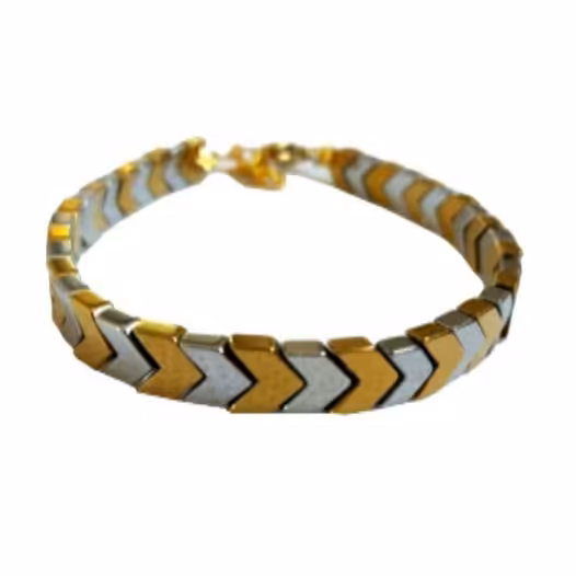 دستبند سنگ حدید طلایی و نقره ای