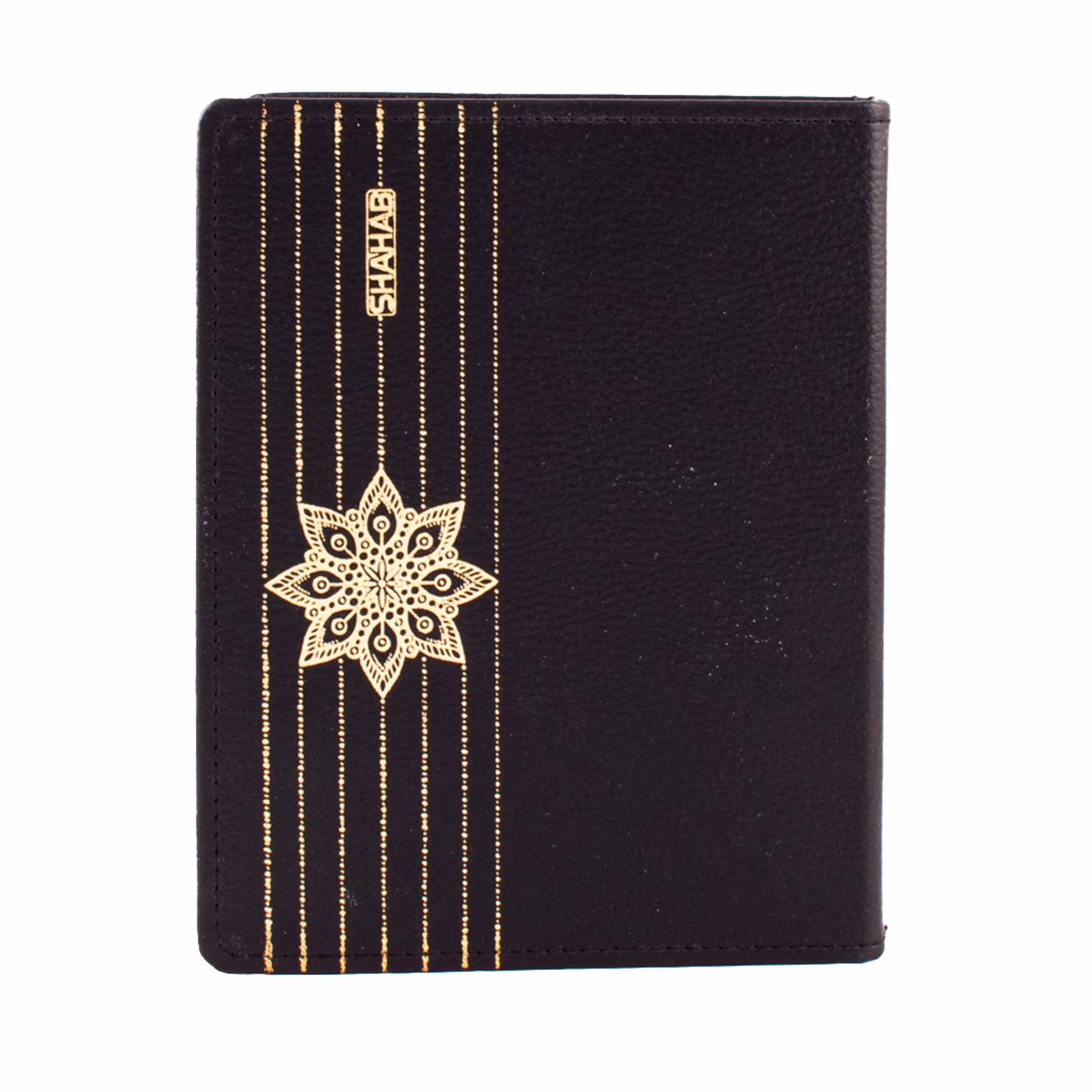 کلاسور مدل یک تکّه چرمی طلا کوب شده 20 حلقه مشکی کد L1000 