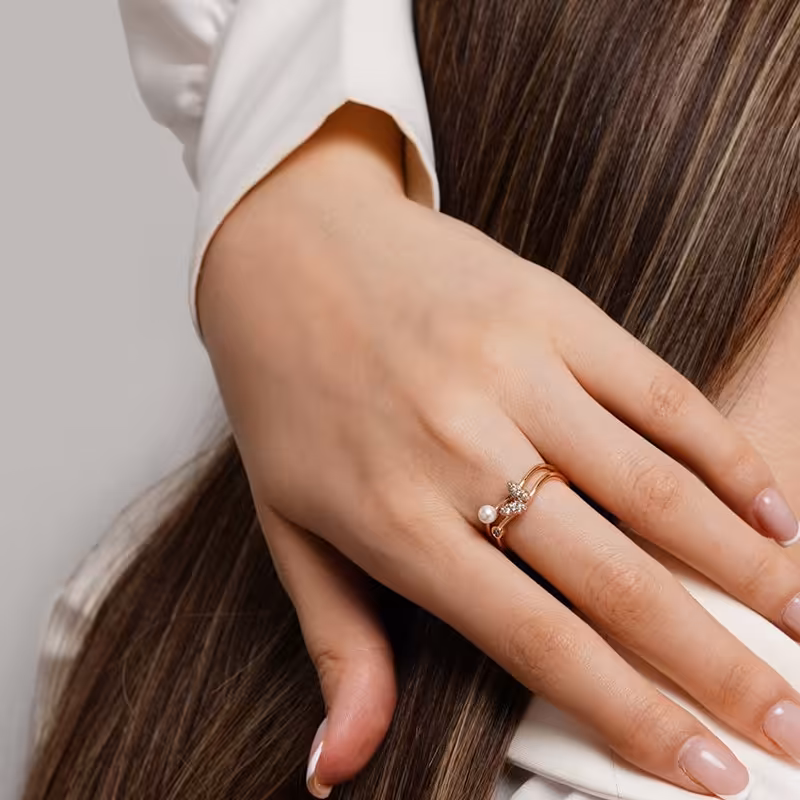 انگشتر ژوپینگ مدل پروانه طرح طلا رنگ ثابت ضد حساسیت AAE-294