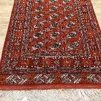 قالیچه دستبافت ترکمن اعلا، 3متری، طرح اصیل ماری گل، ارسال رایگان، ریزبافت