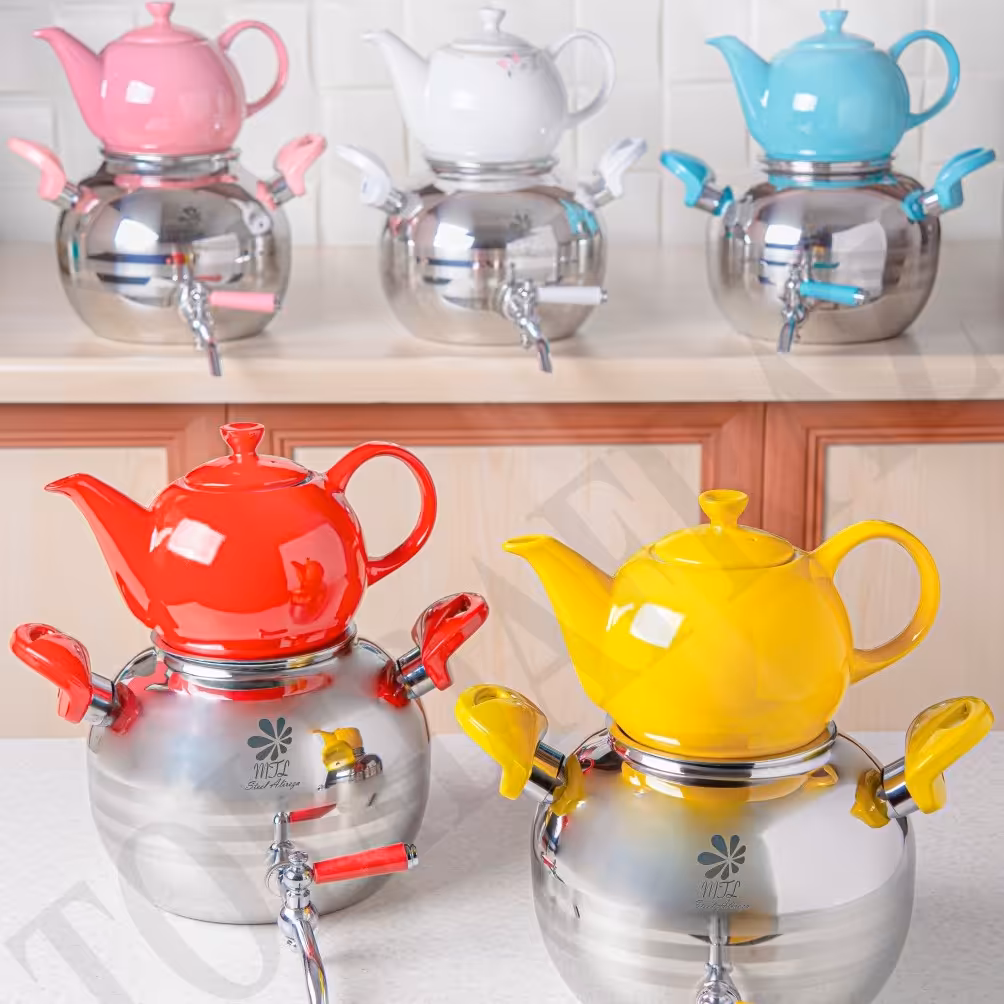 کتری قوری  3لیتری با قوری رنگی(پس کرایه)