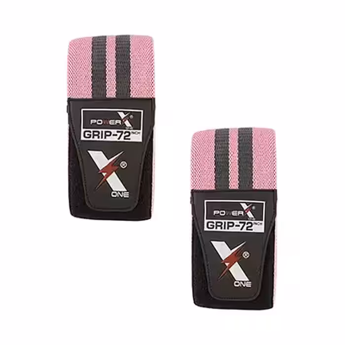 زانوبند بدنسازی اسکات پا جفتی پاورایکس گریپ 72|صورتی/طوسی