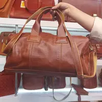 ساک ورزشی چرم طبیعی گاوی  عسلی