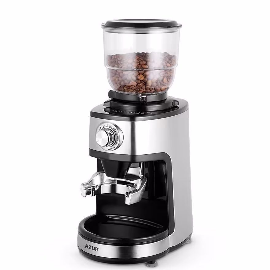 دستگاه آسیاب قهوه آزور (AZUR) مدل 248  قدرت موتور 180 وات قابلیت تنظیم سرعت دارای پایه برای قرار گرفتن پرتافیلتر