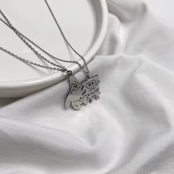 گردنبند ست باب اسفنجی و پاتریک استیل رنگ ثابت 