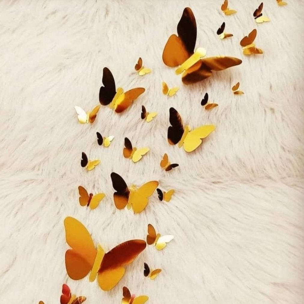 پک 25 تایی استیکر پروانه دیواری طرح چرم آئینه ای طلایی قیمت پ