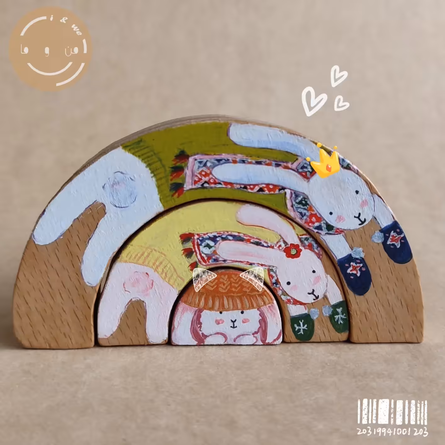  کمان خرگوشی رنگین کمان اسباب بازی چوبی  از مجموعه ی من و ما