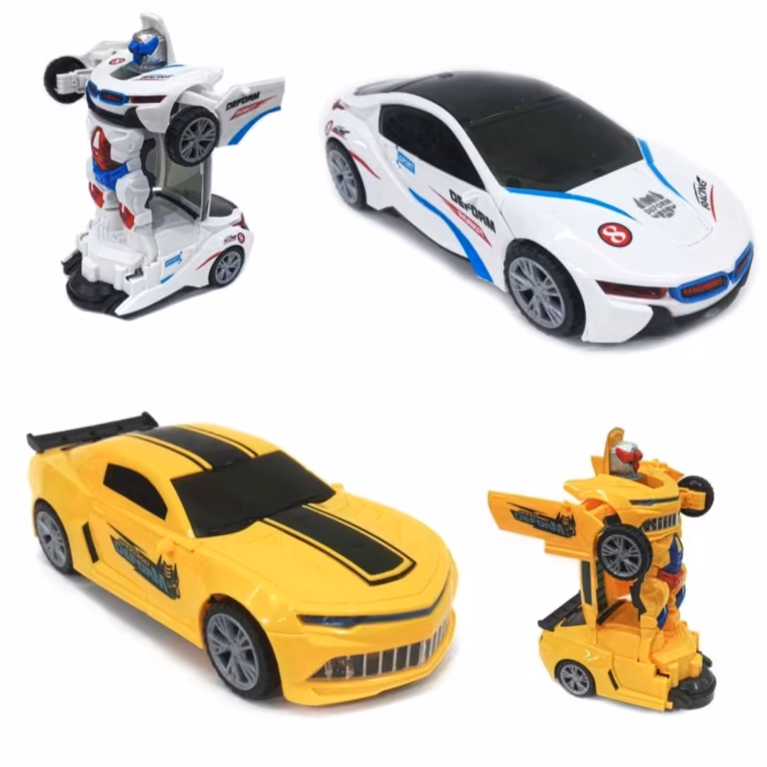 اسباب بازی ربات تبدیل شونده به ماشین موزیکال باطری خور اسباب باطی ربات رباط تبدیل شونده