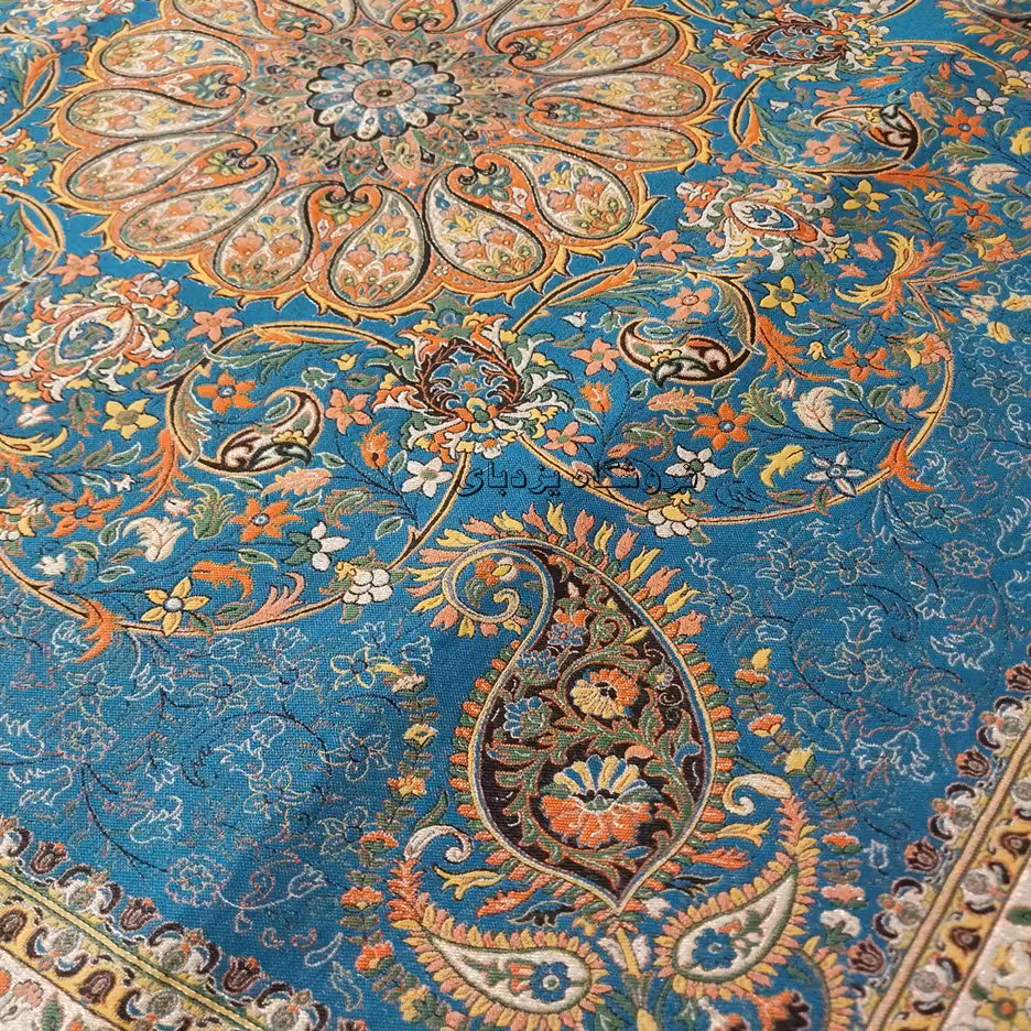 رومیزی ترمه افشاری رنگ آبی با کیفیت عالی