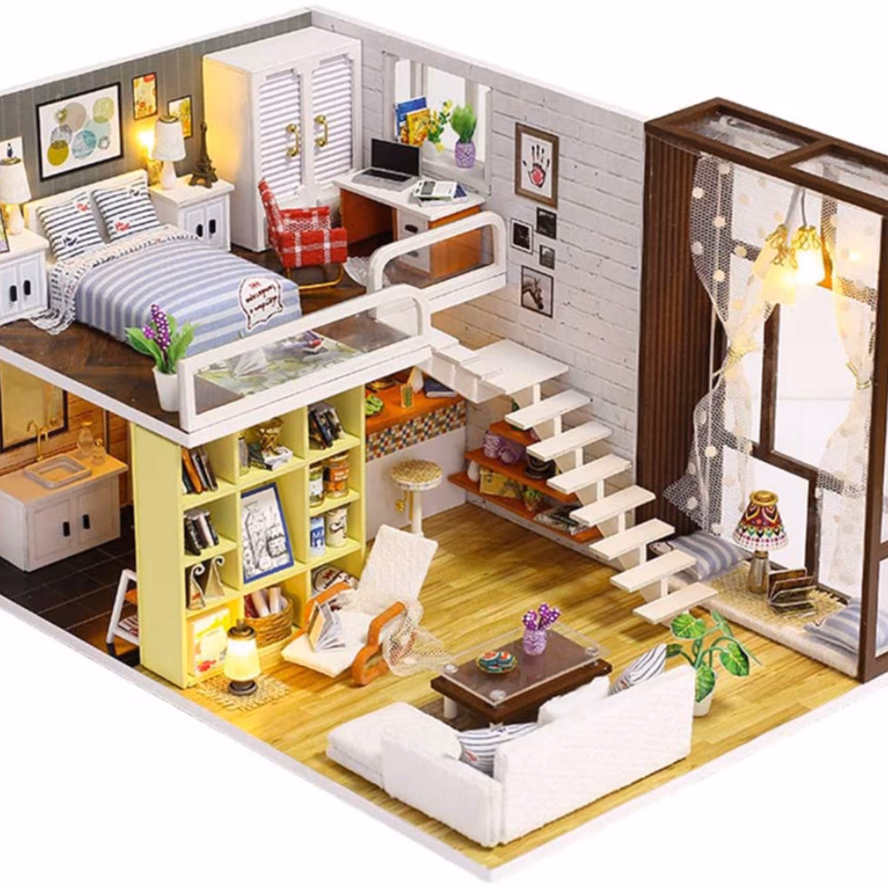 کیت خانه مینیاتوری ( عروسکی) ساختنی زیبا رنگ روشن